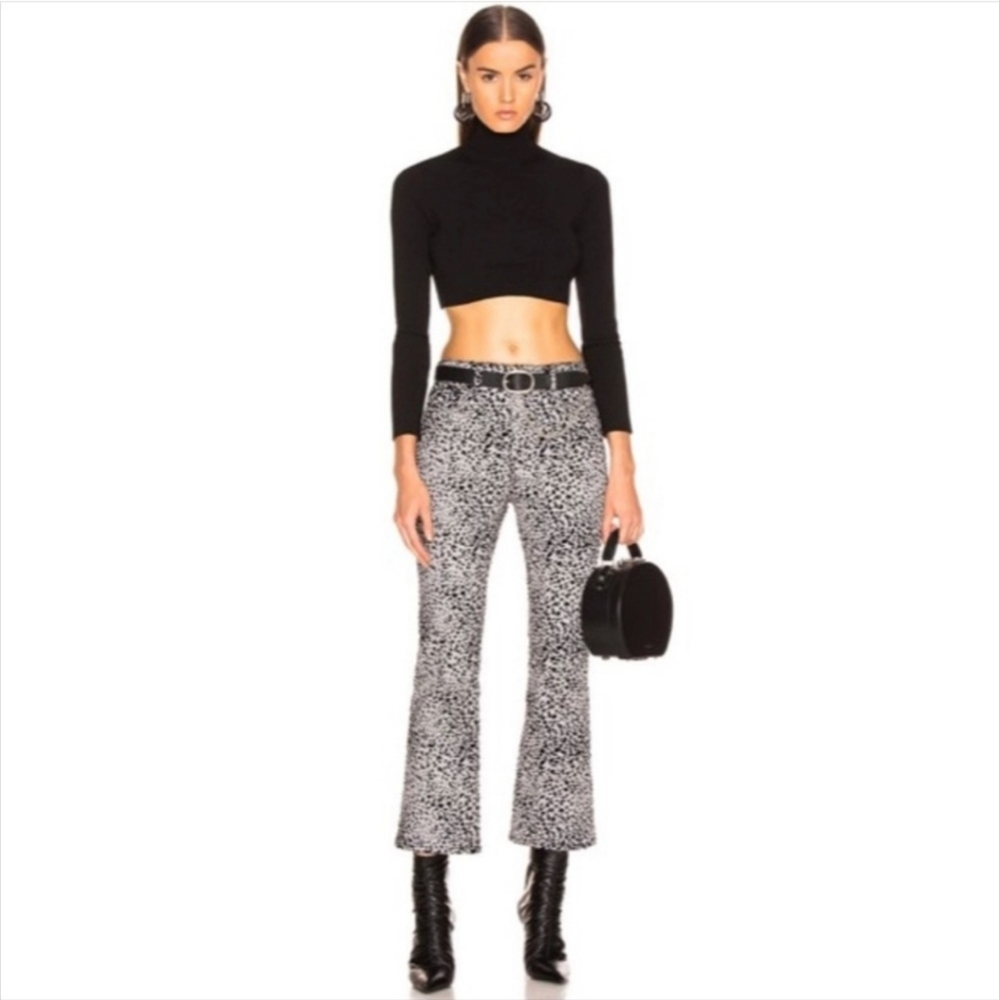 Rag & Bone Gray Cheetah Crop‎ Pants Monochrome Neutral Size 27